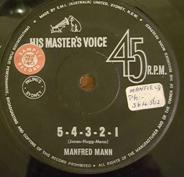 Manfred Mann : 5-4-3-2-1 (7", Single, Mono)