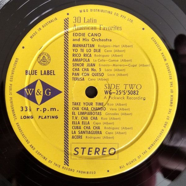 Eddie Cano And His Orchestra : 30 Latin American Favorites (LP)