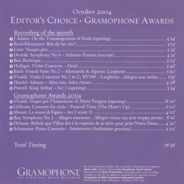 Various : Gramophone Editor's Choice (The Top Ten Discs): October 2004 (CD, Comp)