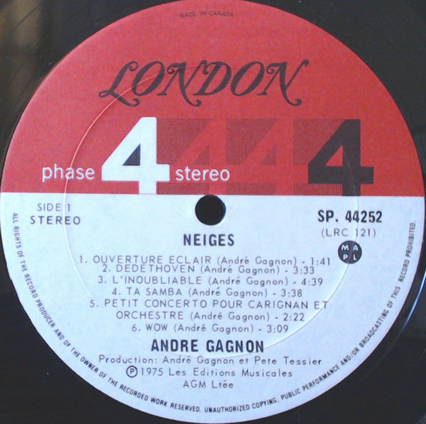 André Gagnon : Neiges (LP, Album, Gat)