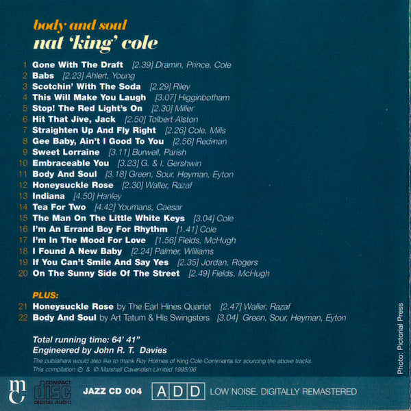 Nat King Cole : Body And Soul (CD, Comp, RM)