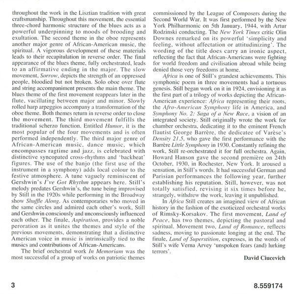 William Grant Still - Fort Smith Symphony, John Jeter : Afro-American Symphony • In Memoriam • Africa (Symphonic Poem) (CD)