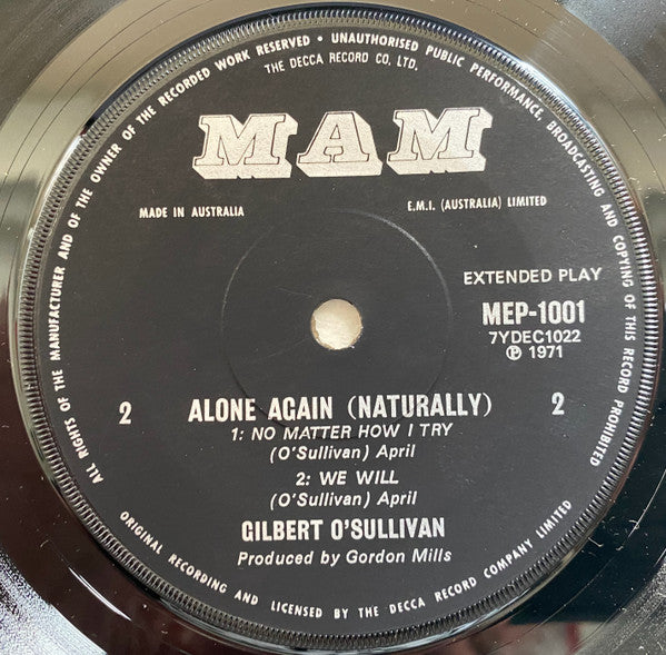 Gilbert O'Sullivan : Alone Again (Naturally) (7", EP)