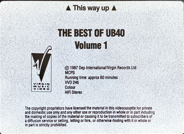 UB40 : The Best Of UB40 - Volume One (VHS, Album, Comp, PAL, Hi-)