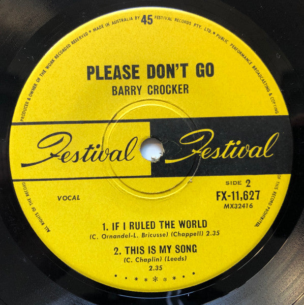 Barry Crocker : Please Don't Go (7", EP)