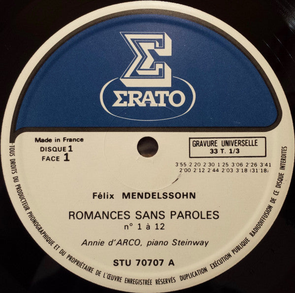 Felix Mendelssohn-Bartholdy, Annie d'Arco : Romances Sans Paroles (2xLP)