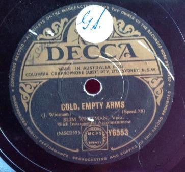 Slim Whitman : My Heart Is Broken In Three / Cold, Empty Arms (Shellac, 10")