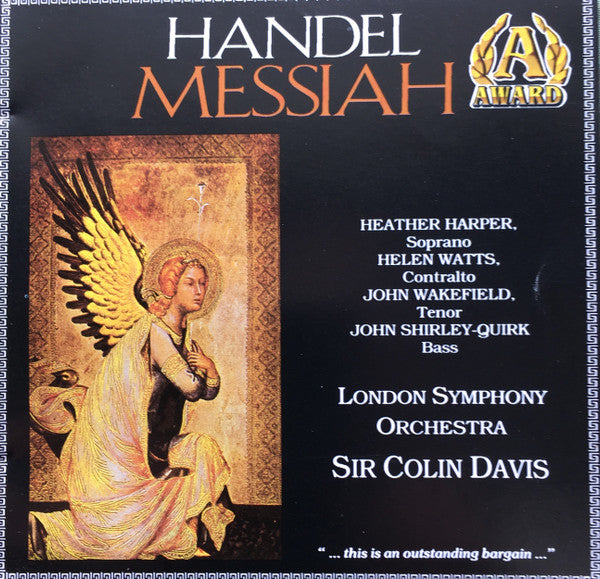 Georg Friedrich Händel, Heather Harper, Helen Watts, John Wakefield, John Shirley-Quirk, London Symphony Orchestra, Sir Colin Davis : Messiah - Highlights From The Oratorio (CD, Album, RE)
