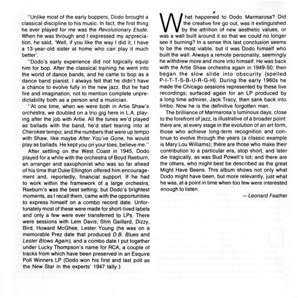 Ammons* & Marmarosa* : Jug & Dodo (CD, RE, RM)