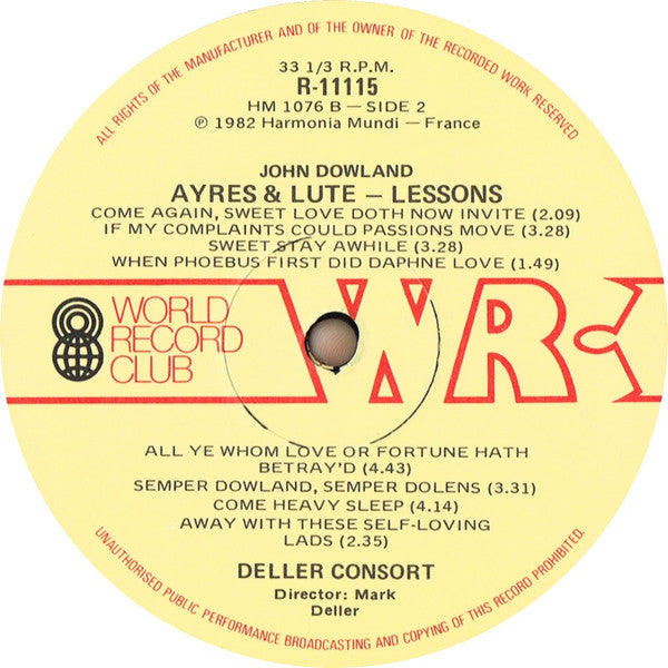John Dowland / Deller Consort / Mark Deller : Ayres & Lute - Lessons (LP, Album, Club)