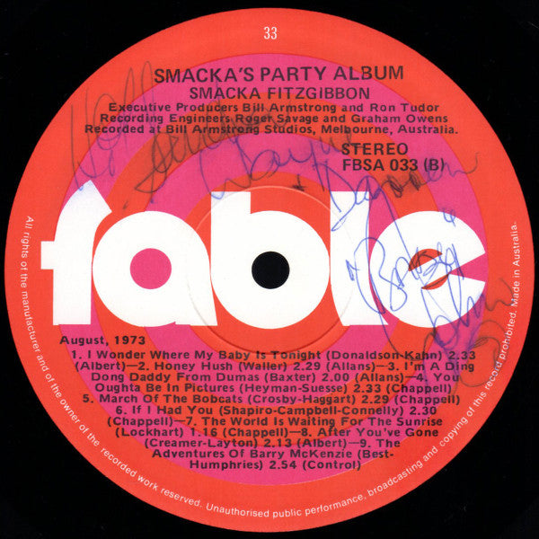 Smacka Fitzgibbon : Smacka's Party Album (LP, Album)