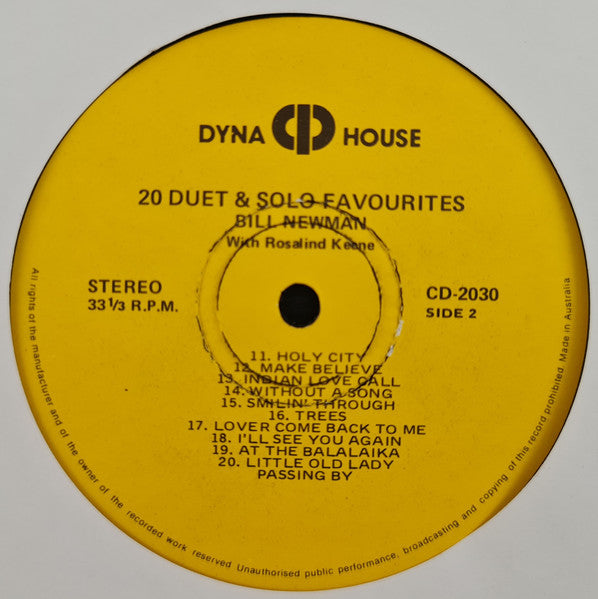 Bill Newman (7) with Rosalind Keene : 20 Duet & Solo Favourites (LP, Album, Gat)