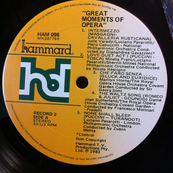 Various : Great Moments Of Opera (2xLP, Comp, Gat)