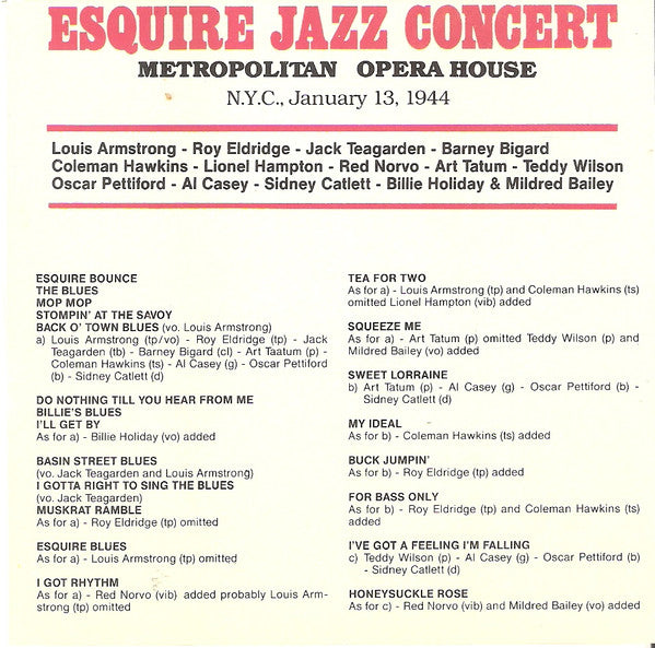 Esquire All Stars : Esquire Jazz Concert (CD, Comp)