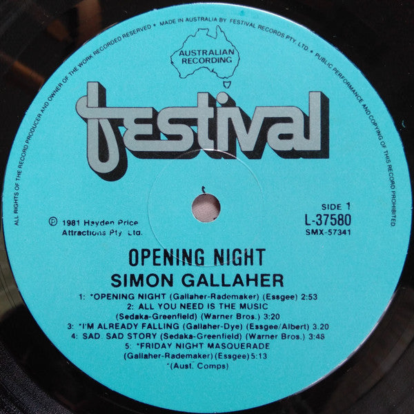 Simon Gallaher : Opening Night (LP, Album)