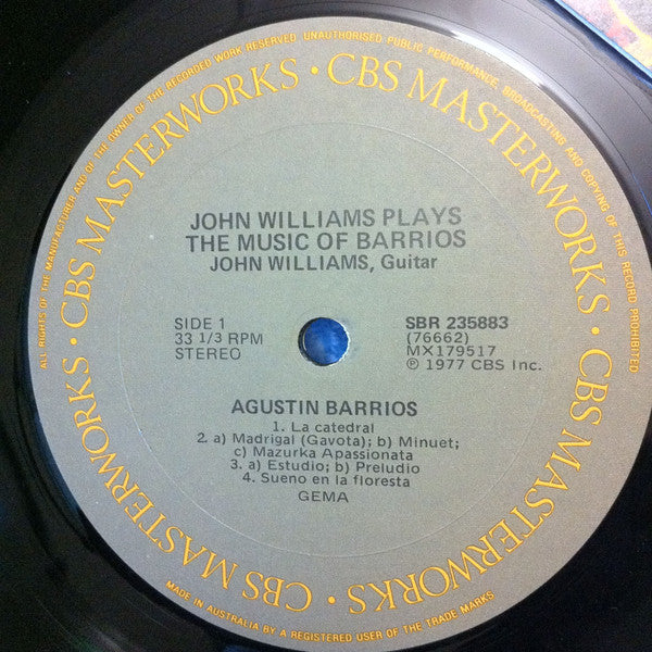 John Williams (7) - Barrios* : John Williams Plays Music Of Agustín Barrios Mangoré (LP, Album)