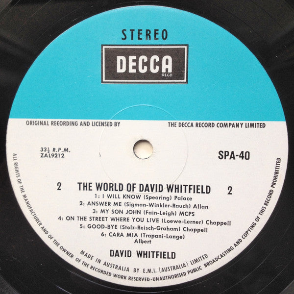 David Whitfield : The World Of David Whitfield (LP, Comp)