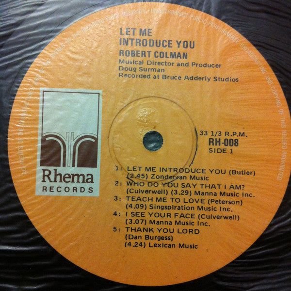 Robert Colman : Let Me Introduce You (LP, Album)