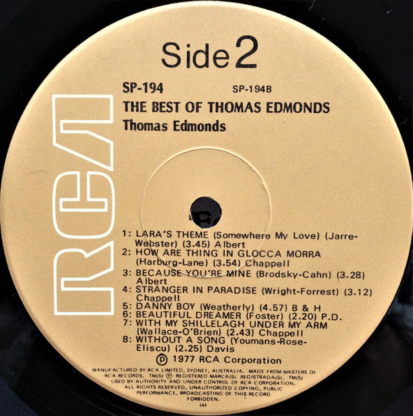Thomas Edmonds : The Best Of Thomas Edmonds (LP, Comp)
