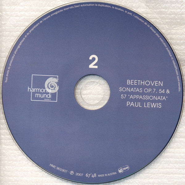 Beethoven* - Paul Lewis (7) : #3 : Sonatas Op.2, 7, 26, 27 "Moonlight", 54, 57 "Appassionata" (3xCD, Album)