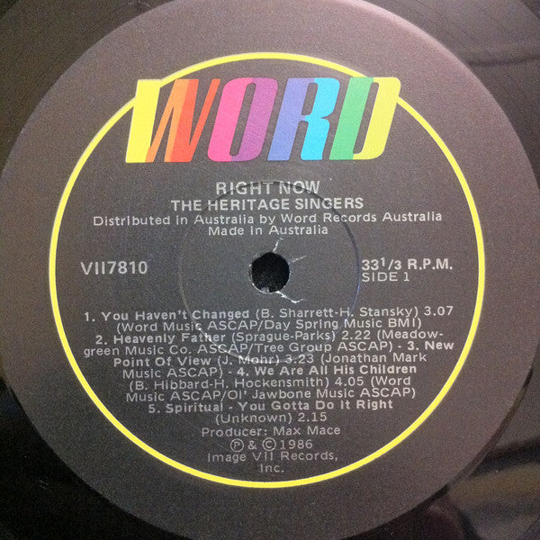 Heritage Singers USA : Right Now (LP, Album)