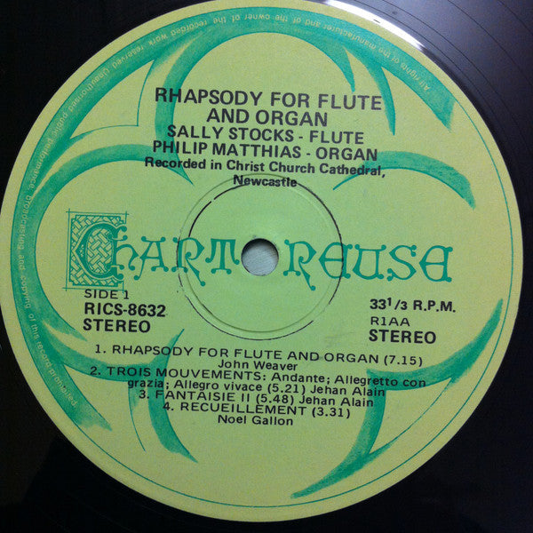 Sally Stocks, Philip Matthias : Rhapsody For Flute & Organ (LP, Album)