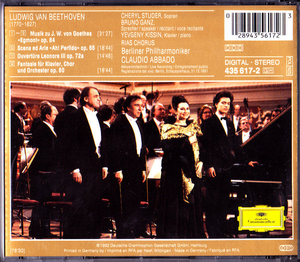 Ludwig van Beethoven, Cheryl Studer, Yevgeny Kissin, Bruno Ganz, Berliner Philharmoniker, Claudio Abbado : Beethoven In Berlin - The New Year’s Eve Concert (CD, Album)