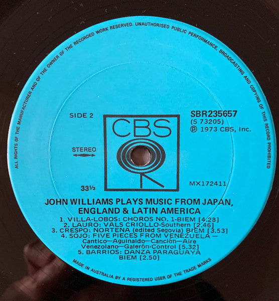 John Williams (7) : Plays Guitar Music From England Japan Brazil Venezuela Argentina & Mexico (LP, Album)