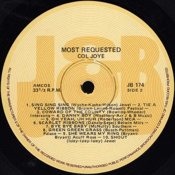 Col Joye : Col Joye's 20 Most Requested Songs (LP, Comp, Gat)