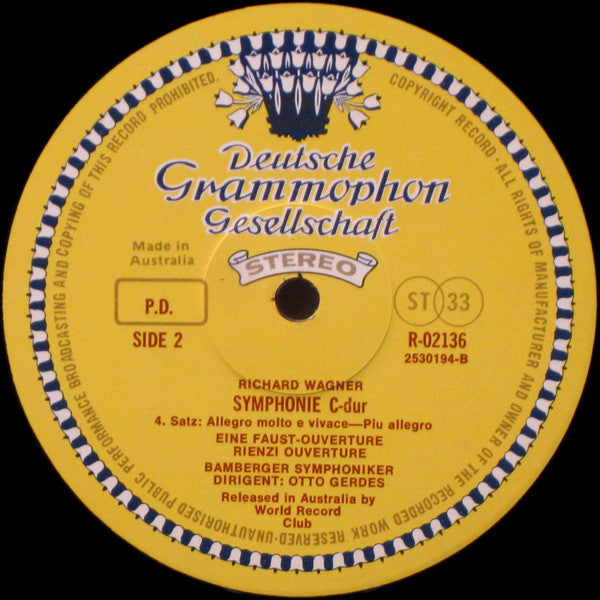 Richard Wagner - Bamberger Symphoniker · Otto Gerdes : Symphonie C-dur (In C Major) / Ouvertüren: Faust · Rienzi (LP, Album, Club)