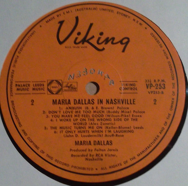 Maria Dallas : Maria Dallas In Nashville (LP, Album, Mono)