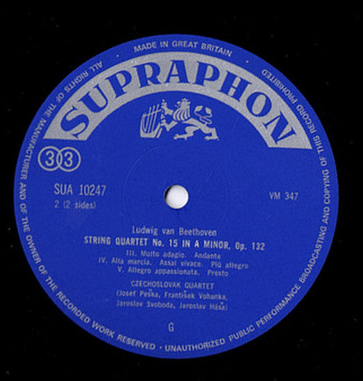 Ludwig van Beethoven - Czechoslovak Quartet : String Quartet In A Minor Op. 132 (LP, Album, Mono)