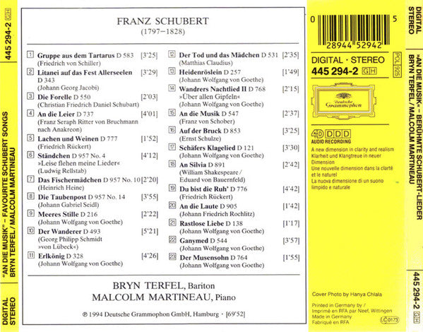 Bryn Terfel, Malcolm Martineau, Schubert* : An Die Musik - Favourite Schubert Songs (CD, Album)