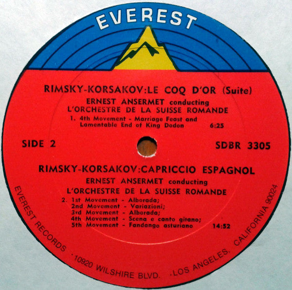 Rimsky-Korsakov*, Ernest Ansermet Conducting L'Orchestre De La Suisse Romande : Rimsky-Korsakov: Le Coq D'Or (Suite) / Capriccio Espagnol (LP, RE, RM)