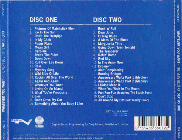 Status Quo : 'Whatever You Want' - The Very Best Of Status Quo (2xCD, Comp, RE)
