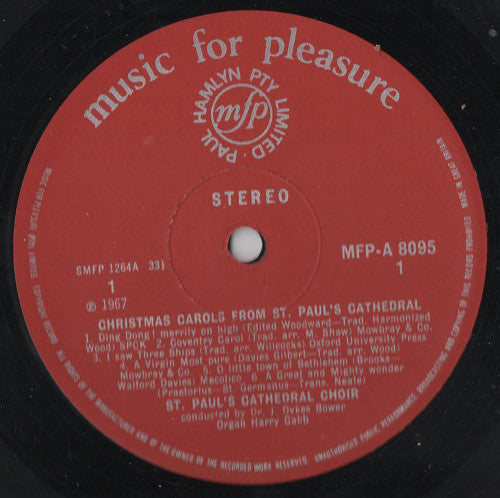 The Choir Of St. Paul's Cathedral* : Christmas Carols From St. Paul's Cathedral (LP)
