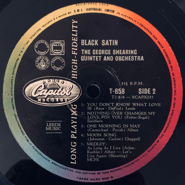The George Shearing Quintet And Orchestra* : Black Satin (LP, Album, Mono)