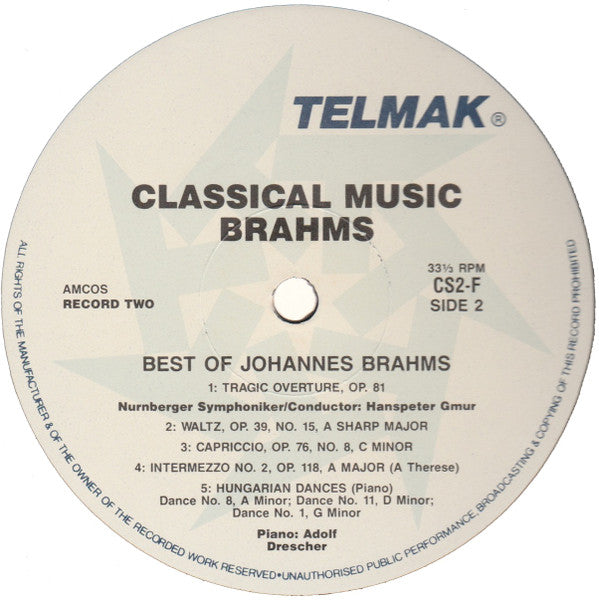 Johannes Brahms : The Best Of Brahms (LP, Comp)