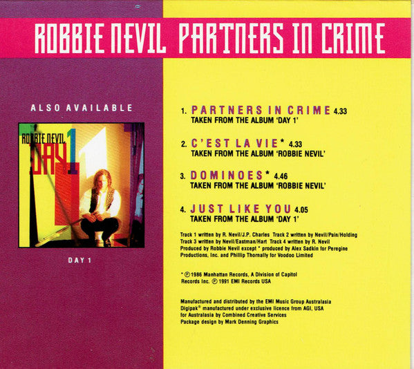 Robbie Nevil : Partners In Crime (CD, Single, Dig)