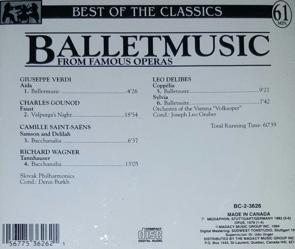 Various : Ballet Music From Famous Operas (CD, Comp)