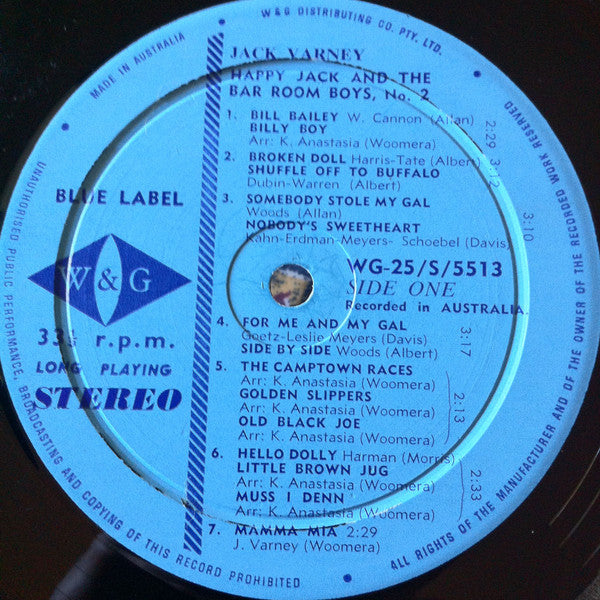 Jack Varney, Happy Jack And The Bar Room Boys : Happy Jack And The Bar Room Boys No. 2 (LP, Album)
