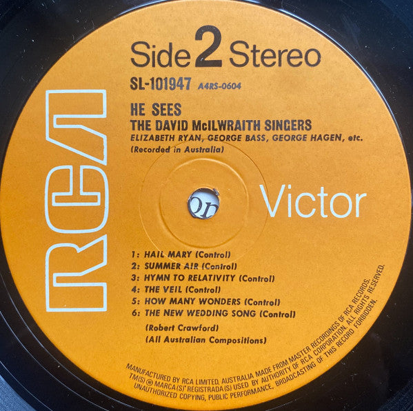 The David McIlwraith Singers : He Sees (LP, Album)