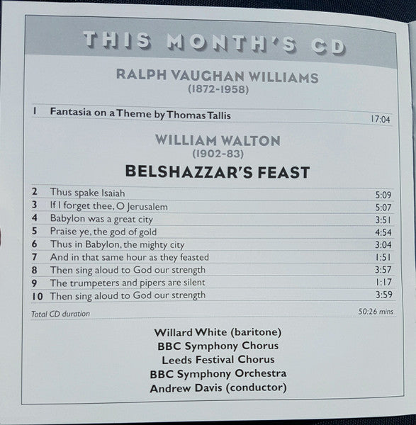 Walton* / Vaughan Williams* : Belshazzar's Feast / Tallis Fantasia (CD-ROM)