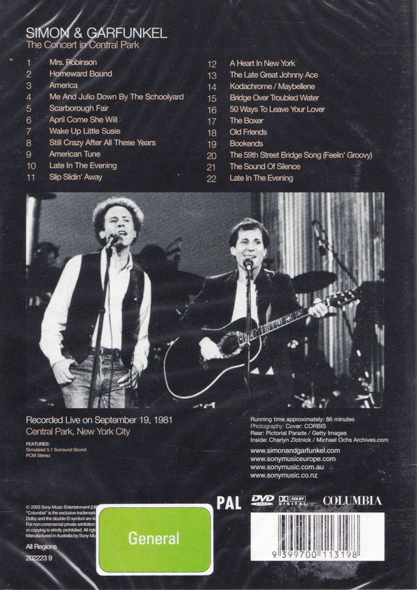 Simon & Garfunkel : The Concert In Central Park (DVD-V, PAL)