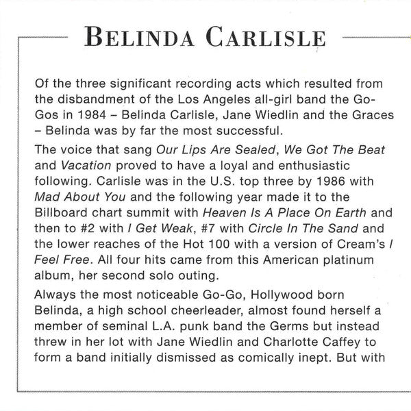 Belinda Carlisle : Heaven On Earth (CD, Album)