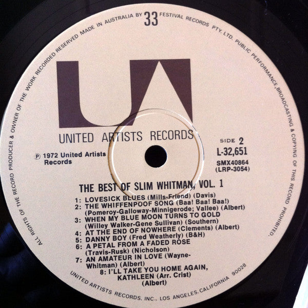 Slim Whitman : The Best Of Slim Whitman Volume 1 (LP, Comp, Mono)