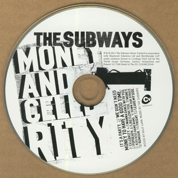 The Subways : Money And Celebrity (CD, Album)