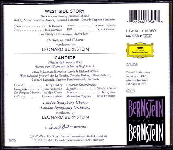 Bernstein* - Carreras*, Te Kanawa*, Anderson*, Hadley* : West Side Story / Candide (3xCD, Album + Box, Comp)