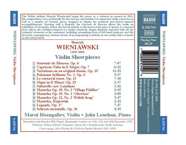 Henryk Wieniawski - Marat Bisengaliev, John Lenehan : Violin Showpieces (CD, Album, RE)