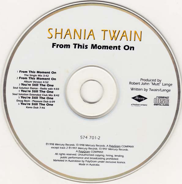 Shania Twain : From This Moment On (CD, Maxi)